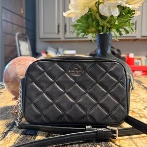 Kate Spade Black Quilted Crossbody Bag with Chain Strap